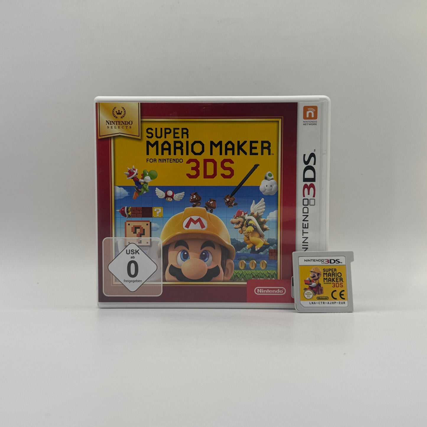 Verpackung des Nintendo 3DS-Spiels Super Mario Maker, ein Jump’n’Run- und Levelbau-Spiel, in dem Spieler eigene Mario-Level erstellen, spielen und teilen können.