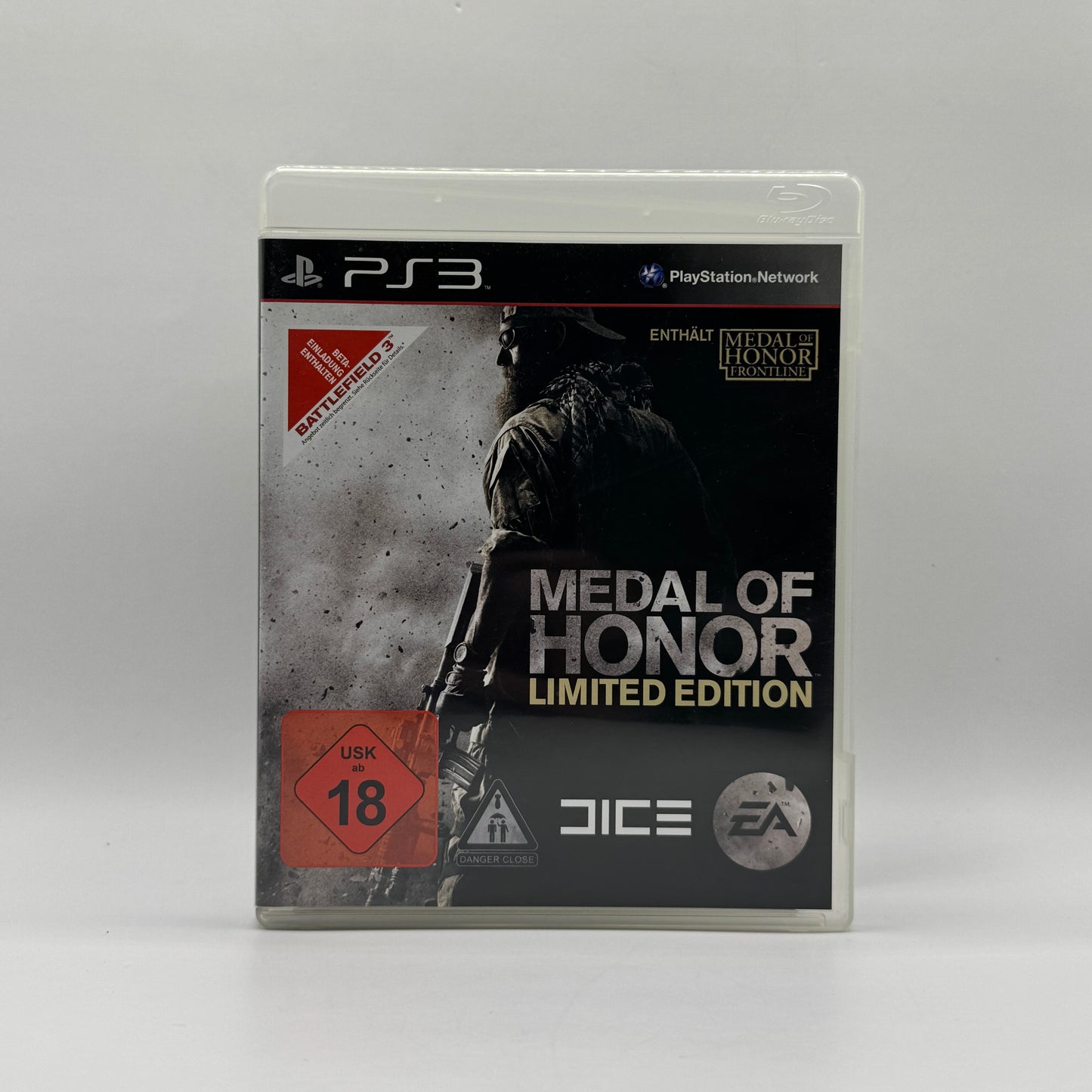 Verpackung des PS3-Spiels Medal of Honor – Limited Edition, ein moderner Ego-Shooter, in dem Spieler militärische Einsätze in Afghanistan absolvieren und exklusive Bonusinhalte der Limited Edition erhalten.