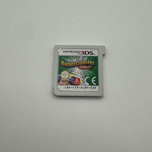 Modul des Nintendo 3DS-Spiels RollerCoaster Tycoon 3D ohne Originalhülle, ein Simulationsspiel, in dem Spieler eigene Freizeitparks bauen, Achterbahnen gestalten und Besucher managen.