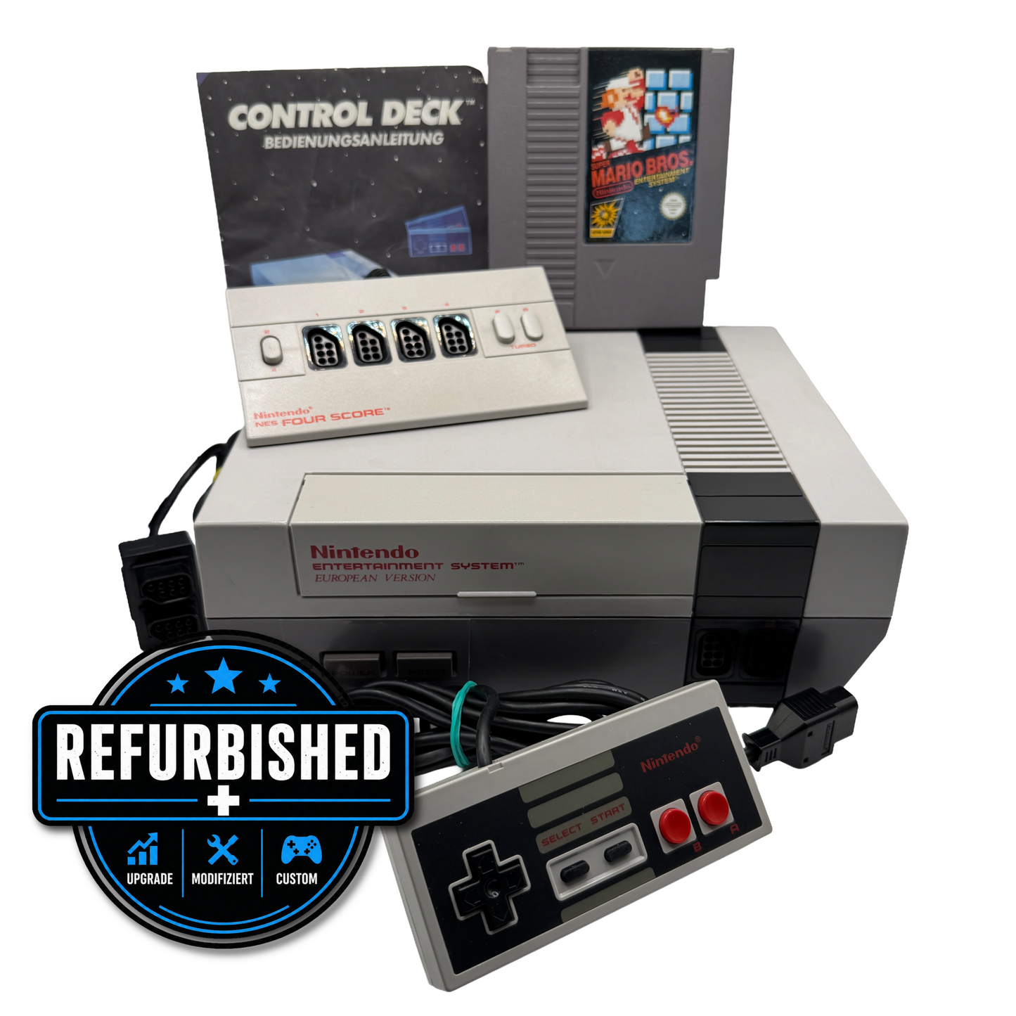 Nintendo Konsole | NES inkl. Zubehör, Controller, Fourscore-Adapter & Spiel