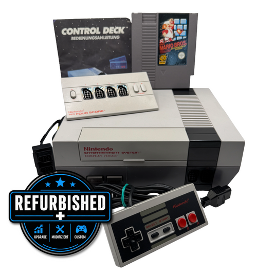 Nintendo Konsole | NES inkl. Zubehör, Controller, Fourscore-Adapter & Spiel