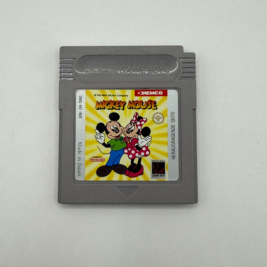 Modul des Game Boy-Spiels Mickey Mouse ohne Originalhülle, ein Plattformspiel, in dem Spieler Mickey Mouse durch verschiedene Level steuern, Gegner umgehen und Hindernisse überwinden.