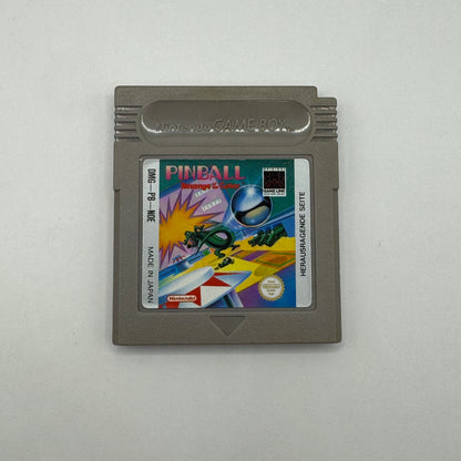 Modul des Game Boy-Spiels Pinball ohne Originalhülle, ein Geschicklichkeitsspiel, in dem Spieler die Kugel über ein Flipperfeld steuern, Punkte sammeln und Hindernisse überwinden.
