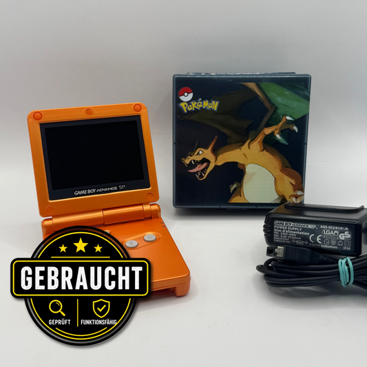 Nintendo Konsole | Game Boy Advance SP mit V5 IPS-Display (Glurak Edition) - Zustand: TOP