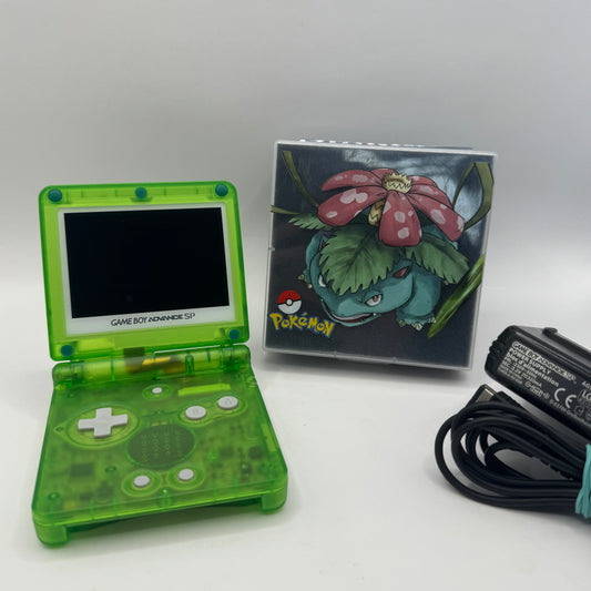 Nintendo Konsole | Game Boy Advance SP mit V5 IPS-Display (Bisaflor Edition) - Zustand: TOP
