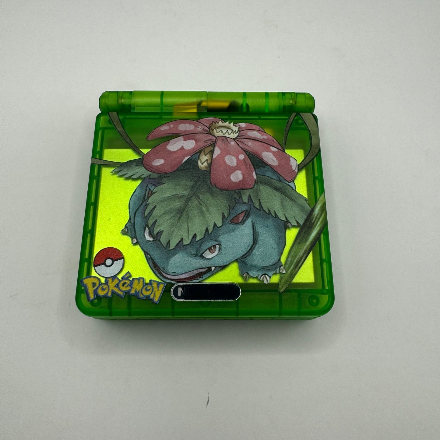 Nintendo Konsole | Game Boy Advance SP mit V5 IPS-Display (Bisaflor Edition) - Zustand: TOP