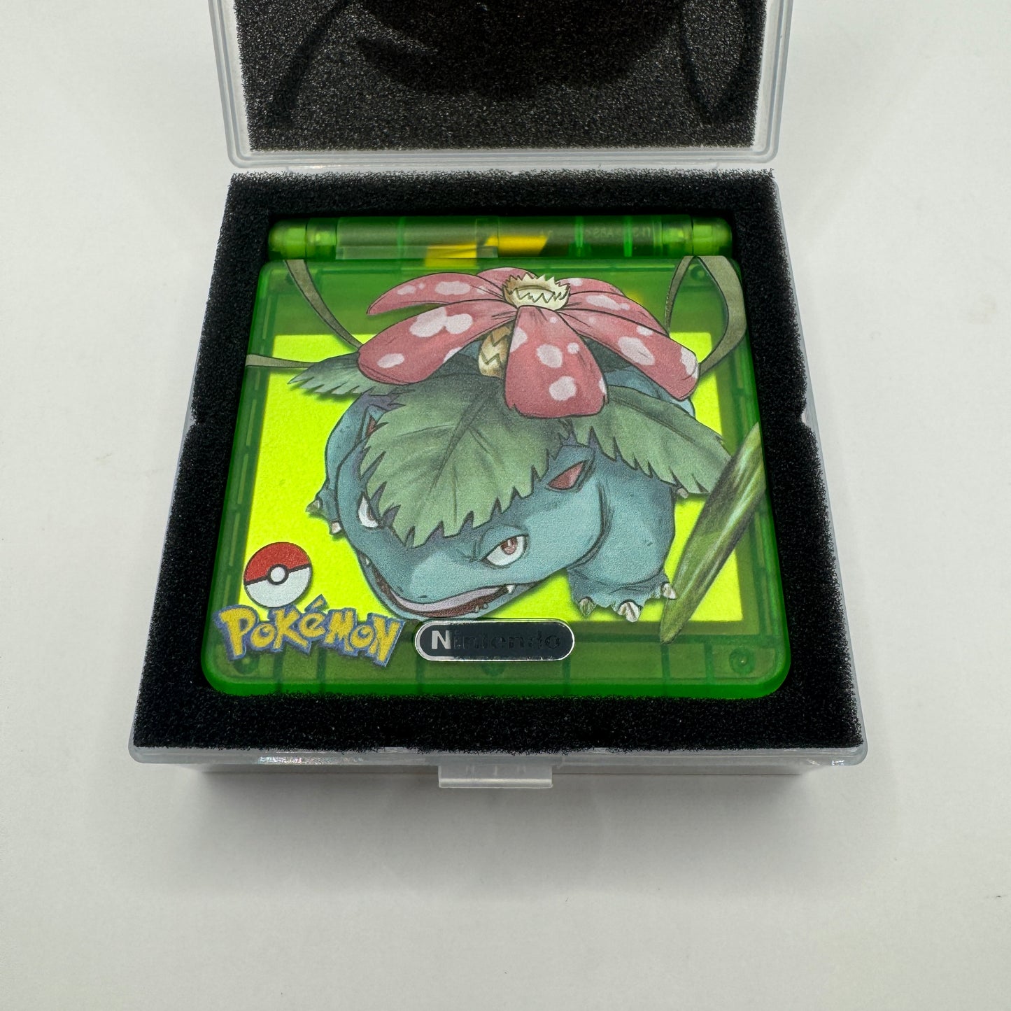 Nintendo Konsole | Game Boy Advance SP mit V5 IPS-Display (Bisaflor Edition) - Zustand: TOP