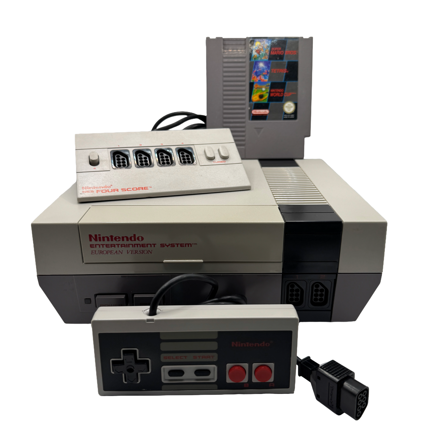 Nintendo Konsole | NES inkl. Zubehör, Controller, Fourscore-Adapter & Spiel