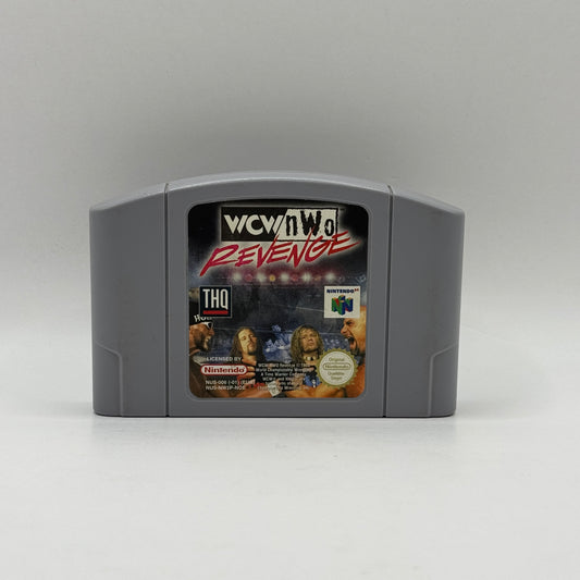 Spielmodul des Nintendo 64-Spiels WCW/nWo Revenge, ein Wrestling-Spiel, in dem Spieler mit verschiedenen Wrestlern in Einzel-, Tag-Team- und weiteren Matches gegeneinander antreten.