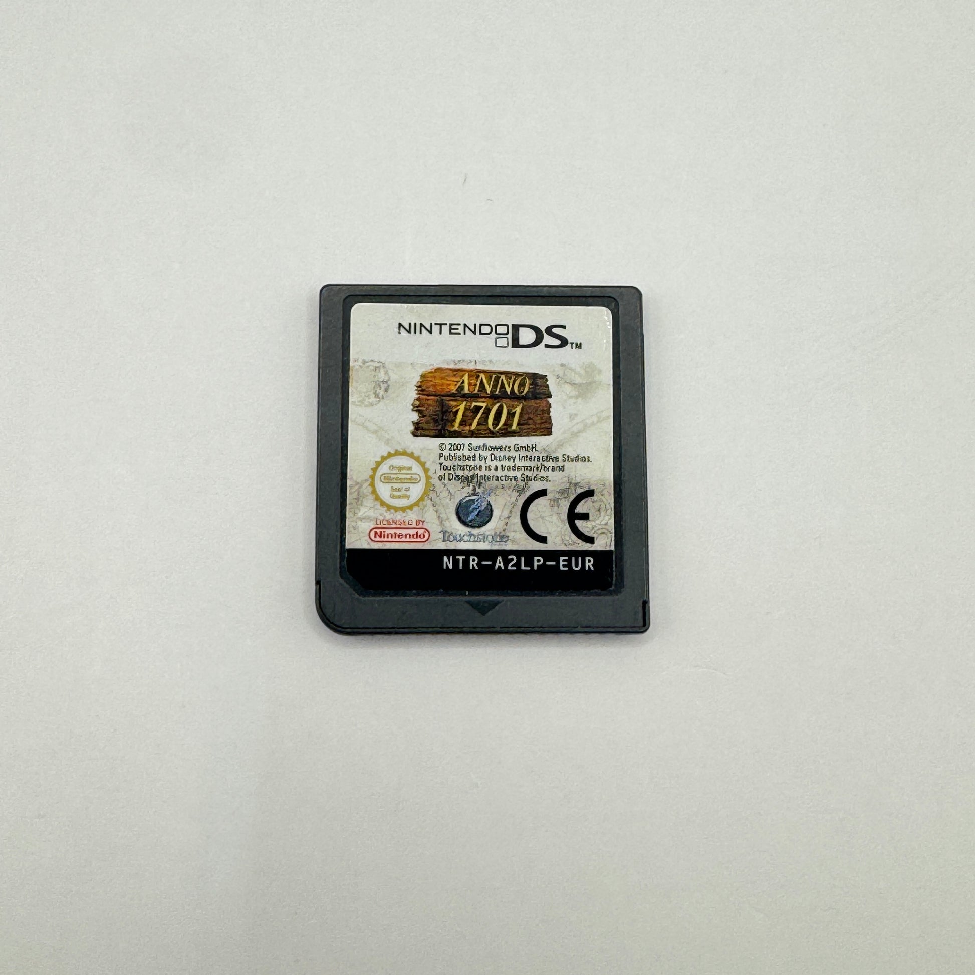 Modul des Nintendo DS-Spiels Anno 1701 ohne Originalhülle, ein Aufbau-Strategiespiel, in dem Spieler Siedlungen errichten, Ressourcen verwalten und Handel betreiben.