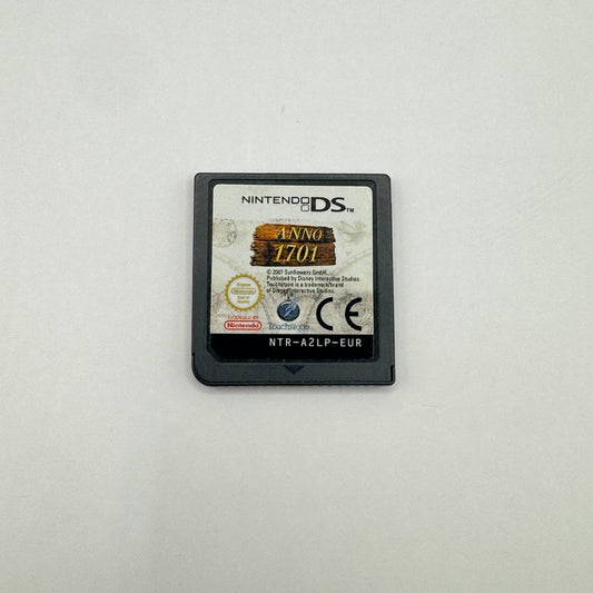 Modul des Nintendo DS-Spiels Anno 1701 ohne Originalhülle, ein Aufbau-Strategiespiel, in dem Spieler Siedlungen errichten, Ressourcen verwalten und Handel betreiben.