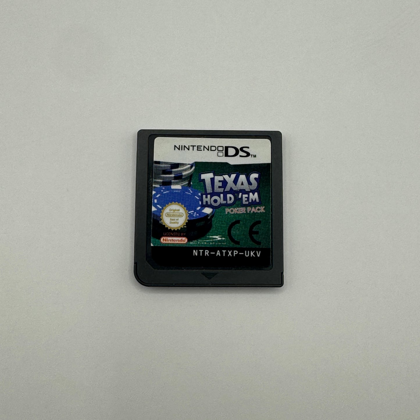 Modul des Nintendo DS-Spiels Texas Hold’em Poker Pack ohne Originalhülle, eine Poker-Spielesammlung mit Texas-Hold’em-Varianten für Einzelspieler- und Turniermodi.