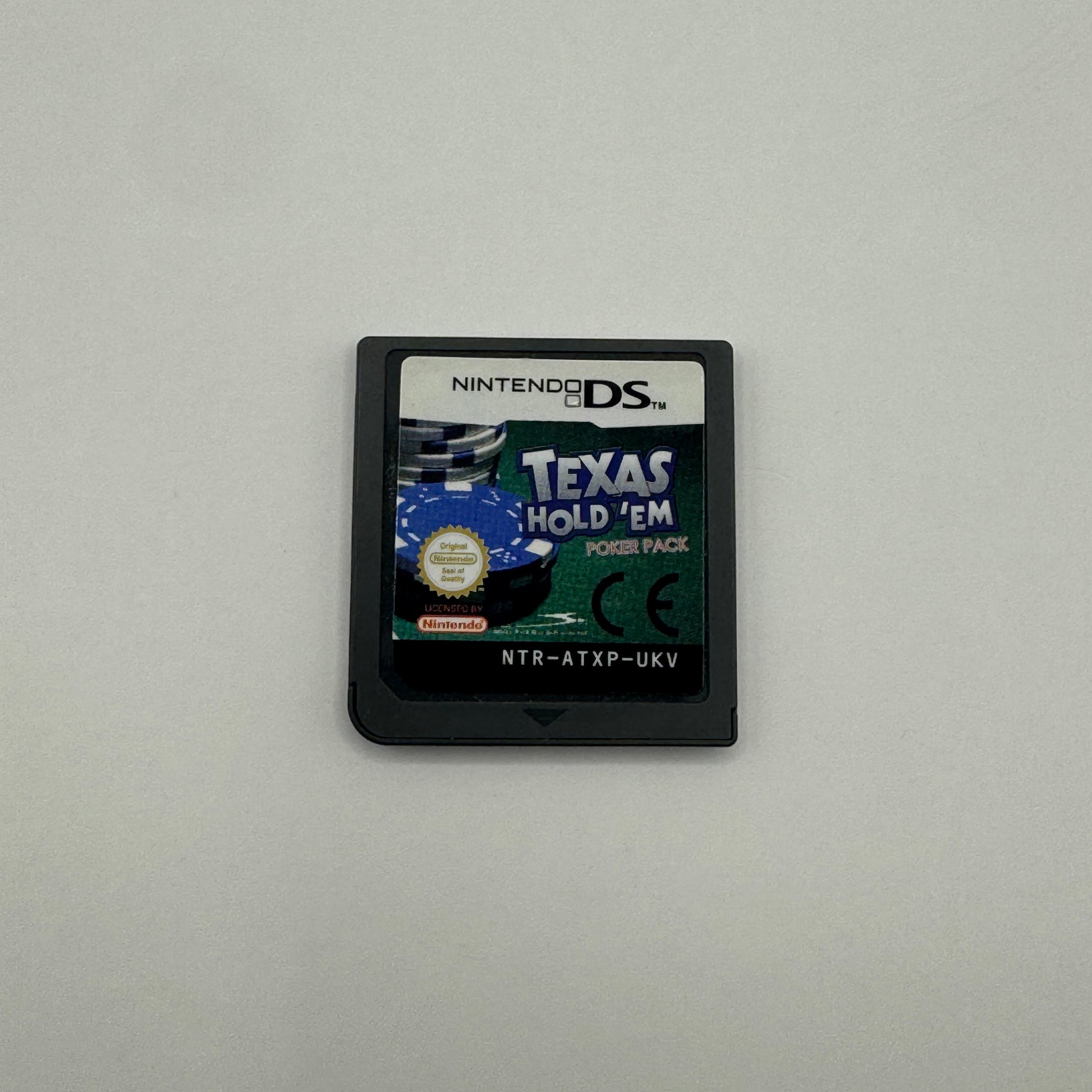 Modul des Nintendo DS-Spiels Texas Hold’em Poker Pack ohne Originalhülle, eine Poker-Spielesammlung mit Texas-Hold’em-Varianten für Einzelspieler- und Turniermodi.