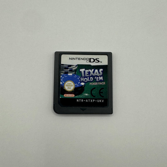 Modul des Nintendo DS-Spiels Texas Hold’em Poker Pack ohne Originalhülle, eine Poker-Spielesammlung mit Texas-Hold’em-Varianten für Einzelspieler- und Turniermodi.