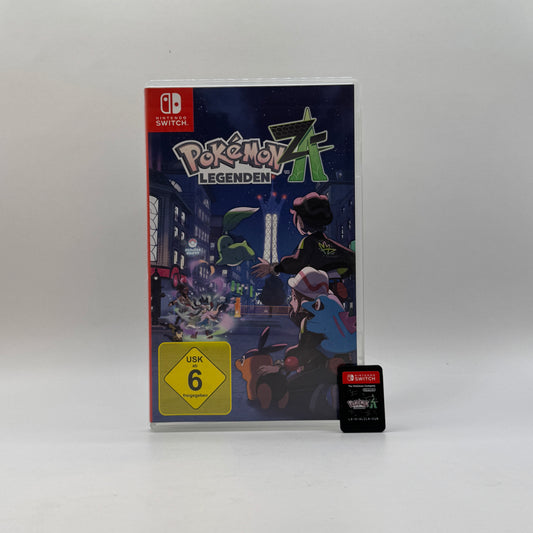 Verpackung des Switch-Spiels Pokémon Legenden: Z-A, ein Action-Rollenspiel im Pokémon-Universum, das in Illumina City spielt und Erkundung sowie Kämpfe mit neuen Gameplay-Elementen kombiniert.
