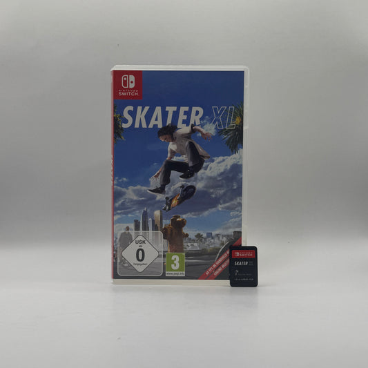 Verpackung des Nintendo Switch-Spiels Skater XL, eine realistische Skateboard-Simulation mit frei steuerbaren Tricks, echten Skateparks und physikbasiertem Gameplay.