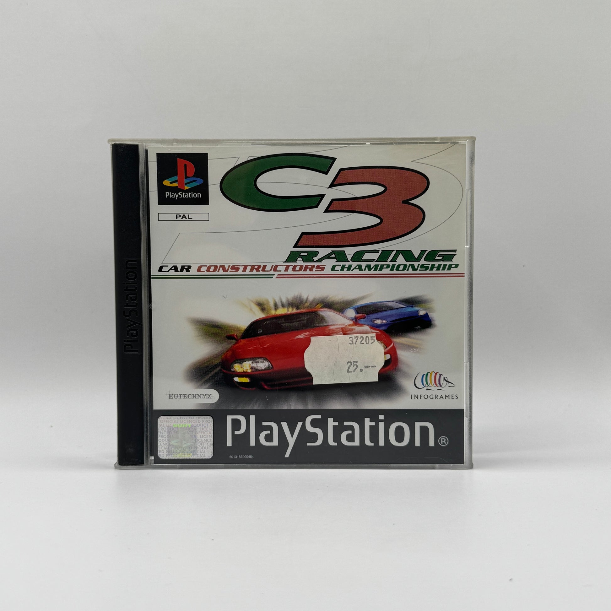 Verpackung des PS1-Spiels C3 Racing, ein futuristisches Rennspiel mit schnellen Fahrzeugen, actionreichen Strecken und Arcade-Gameplay.