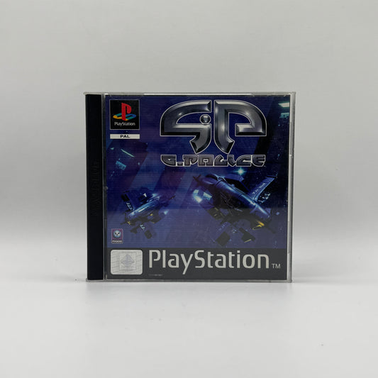 Verpackung des PS1-Spiels G-Police, ein futuristisches Action- und Flugspiel, in dem Spieler Polizeieinsätze mit bewaffneten Fluggeräten in einer dystopischen Stadt absolvieren.
