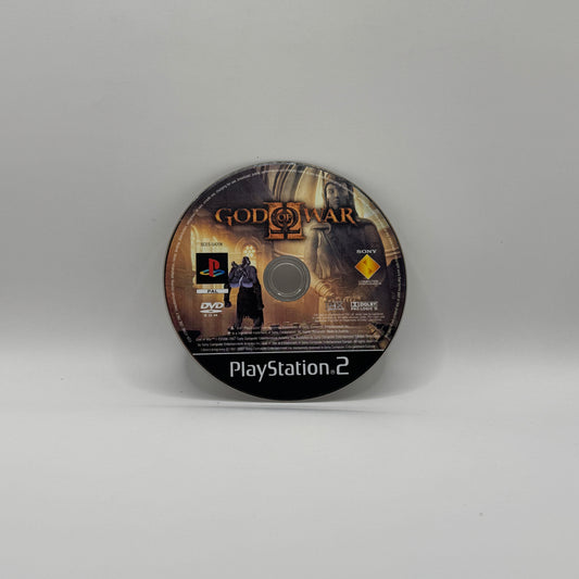 Verpackung des PS2-Spiels God of War II, ein Action-Adventure, in dem Spieler als Kratos gegen Götter und mythische Kreaturen kämpfen und eine epische Geschichte der griechischen Mythologie erleben.