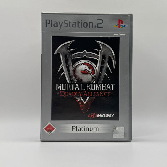 Verpackung des PS2-Spiels Mortal Kombat: Deadly Alliance, ein Kampfspiel mit klassischem Mortal-Kombat-Gameplay, zahlreichen Kämpfern und brutalen Fatalities.