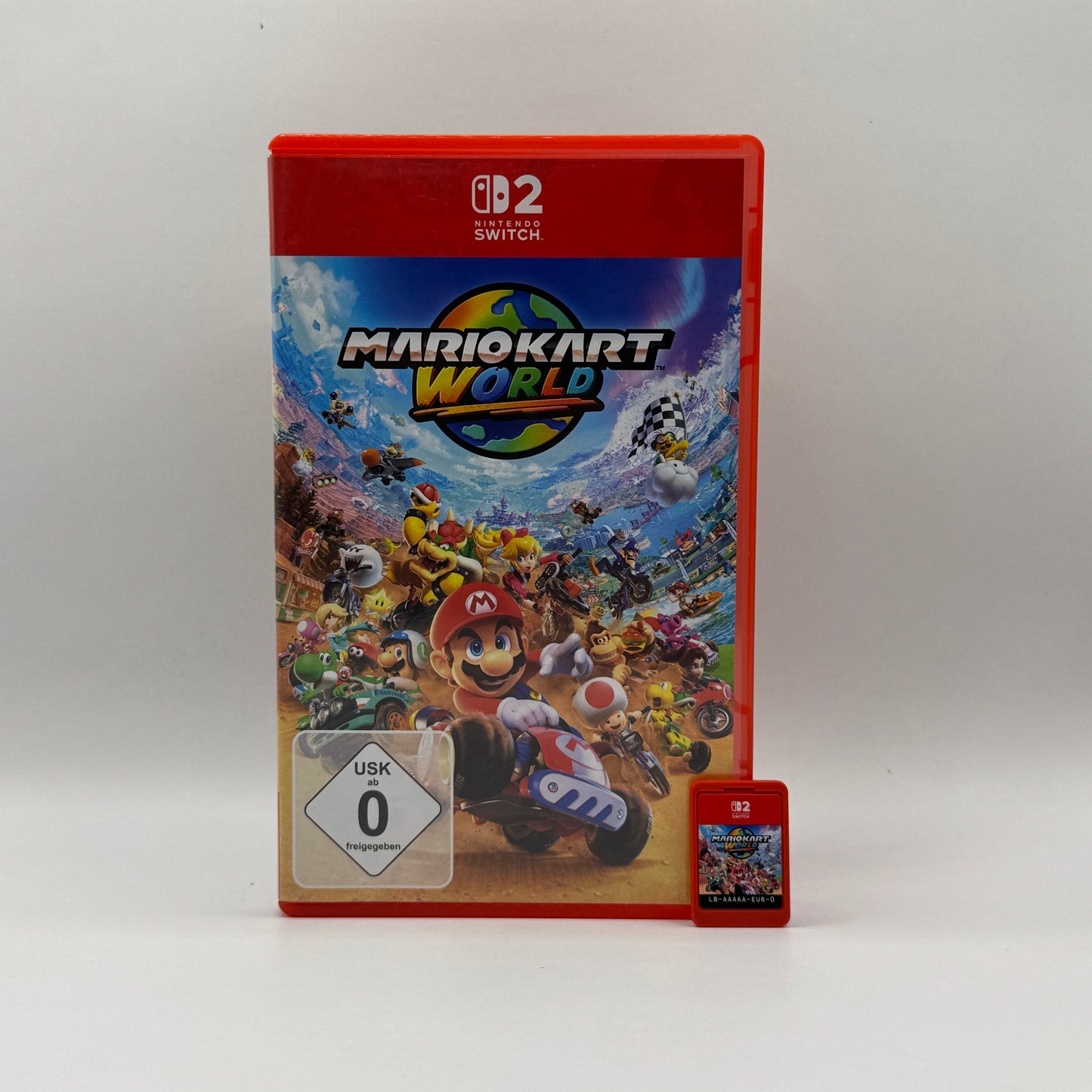 Cover des Nintendo Switch 2-Spiels Mario Kart World, ein Rennspiel mit offener Welt, für bis zu 24 Fahrer gleichzeitig und einer großen Auswahl an Charakteren.