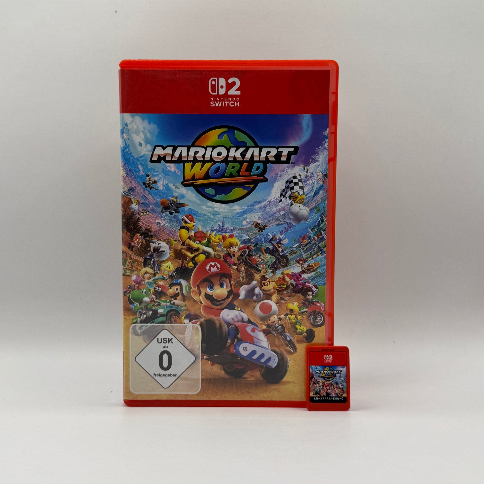 Cover des Nintendo Switch 2-Spiels Mario Kart World, ein Rennspiel mit offener Welt, für bis zu 24 Fahrer gleichzeitig und einer großen Auswahl an Charakteren.